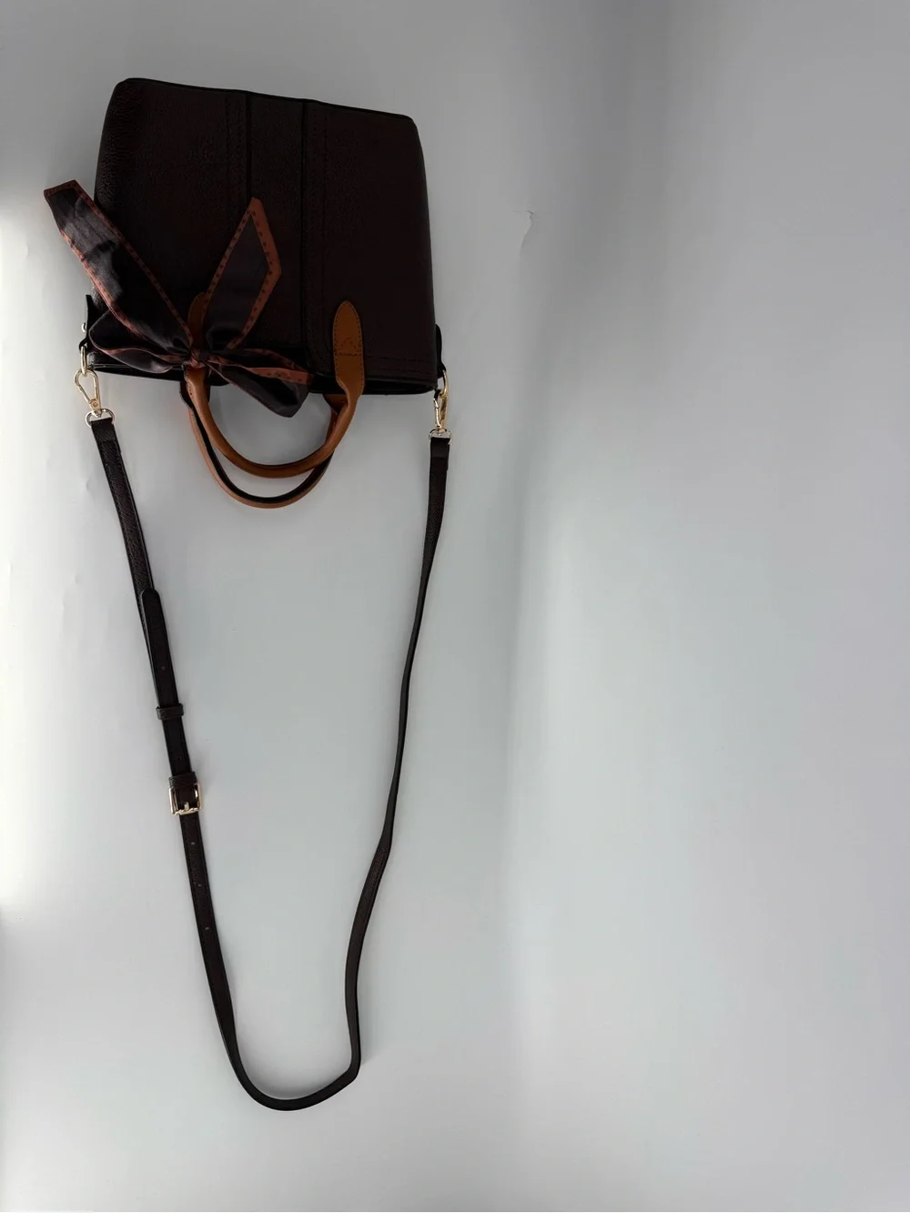 Montana West Dark Brown Crossbody with Tan Handles and Bow